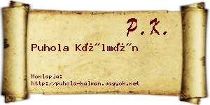 Puhola Kálmán névjegykártya